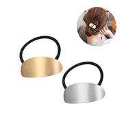 Ipetboom 4 Piezas Coleteros Cabello De Diseño Ovalado Color Plateado y Dorado Como Accesorios Cabello y Gomas Elásticas Cualquier Ocasión