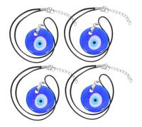 Ipetboom 4 piezas Collar de Colgante de Turco Azul Delicado Amuleto de Vidrio Redondo Cadena para Mujer Joyería Protectora Suerte