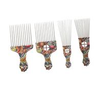 Ipetboom 4 piezas Peine Afro Inoxidable Peine Desenredante de Dientes Anchos para Cabello Rizado para Peluca y Trenzas Accesorio Práctico para Cuidado Diario