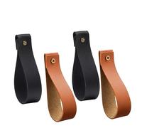 Ipetboom 4 piezas Soporte de Barra de Cortina de Cuero Correas de Pared Bohemias para Colgar Cocina Dormitorio y Baño Organizador de Toallas y Ropa