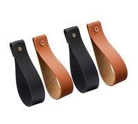 Ipetboom 4 piezas Soporte de Pared de Cuero para Barra de Cortina de Diseño Multifuncional para Baño Cocina y Dormitorio Color Marrón Oscuro y Negro Instalación y Organizador de Toallas y