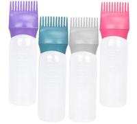 Ipetboom 4 piezas Unidades Botellas Aplicadoras para Cabello con Peine para Raíz Fáciles de para Teñir y Tratamientos Colores Gris Rosa Verde y Morado para Doméstico y Profesional