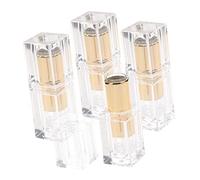 Ipetboom 4 Tubos Vacíos de Bálsamo Labial Transparentes de ABS 7.00X2.30X2.30Cm Diseño Portátil y Autoextracción para Viaje y Uso Personal