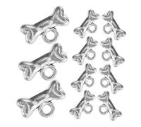 Ipetboom 40 Piezas colgante de hueso de perro encantos de la pata amuletos de gatos para hacer joyas cuentas de perros para pulseras amuletos de huellas Metal Silver