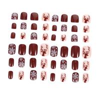 Ipetboom 48piezas Pegatinas para Uñas de Navidad de Moda Uñas Postizas Adhesivas de Cobertura Completa Cajas para Fiestas de Navidad