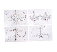 Ipetboom 4juegos Adhesivos Para Pecho Con Gema Acrílica Pegatinas De Diamantes Imitación Para Mujer Decoración Corporal Para Fiestas Carnaval y Cosplay