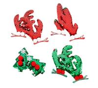 Ipetboom 4pares Horquilla de Asta de Ciervo para Navidad de Pinzas Pelo Lentejuelas Horquillas de Árbol de Navidad Accesorios Pelo de Fiesta