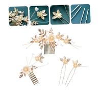 Ipetboom 4pcs/set Joyería De Peine Para El Cabello Con Perla Adorno Floral Para Novia Boda