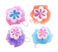 Ipetboom 4piezas Bolas De Baño De Malla Floral Pelota De Ducha Accesorios De Baño Exfoliante