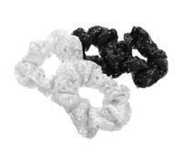 Ipetboom 4piezas Coleteros Brillantes Lentejuelas Para Mujer Gomas Pelo Purpurina Para Fiesta De Baile Navideña Coleteros Grandes De Satén Lentejuelas