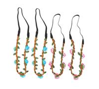 Ipetboom 4piezas Diadema Floral Coronas Para Mujeres Accesorio De Cabello Para Bodas y Diadema De Flores Azul y Rosa Adorno Para Novias Especiales