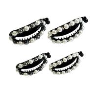 Ipetboom 4piezas Horquilla Para Cabello Perlas Artificiales Clip De De Caballo Para Mujeres Accesorio De Pelo Elegante y Brillante Diseño Hueco Para Decorar y Sostener Cabello o