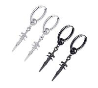 Ipetboom 4piezas Pendientes Hip Hop Unisex Clip Ligero Metal Brillante Para Parejas Hombre Mujer Estilo Callejero