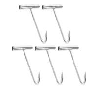 Ipetboom 5 Ganchos para Carne Mango en T de Acero Inoxidable Gancho Deshuesador Resistente de 20 CM para Cocina Carnicería y Barbacoa Herramientas Profesionales para Colgar Carne