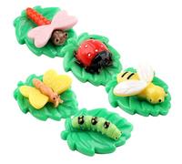 Ipetboom 5 Mini Dijes de Resina en Forma de Animalitos y Hojas para Decoración de Jardín en Miniatura, Ligeros y Delicados para Scrapbooking y Regalos