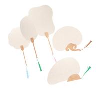 Ipetboom 5 piezas Abanicos Redondos de Papel para Pintura DIY Abanicos Chinos para Manualidades con Papel de Arroz Grueso y Mango de Material Duradero para Dibujo y Color Color Aleatorio