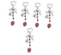 Ipetboom 5 Piezas bautizos invitados llavero con dije de fresa llavero fresa encanto del bolso decoración colgante de llave de mochila Keychains pequeños Vidrio rojo