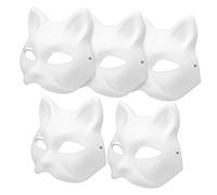 Ipetboom 5 Piezas Máscaras Blancas Gato Diy Ligeras y para Pintar Cosplay Halloween Fiestas Disfraz Diseño con Ojos Visibles