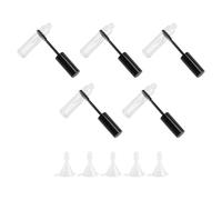 Ipetboom 5 piezas Tubos de Máscara de Pestañas Vacíos con Cepillo y Embudos para DIY Envases Transparentes con Tapa Negra para Crema y Aceite Ricino