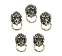 Ipetboom 5 Tiradores para Muebles Diseño Cabeza de León Aleación de Zinc Acabado Cobre Cepillado Tamaño Pequeño Manijas para Armarios y Cajones Accesorios Decorativos para Cocina y
