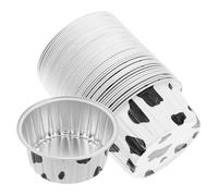 Ipetboom 50 Piezas Unidades Moldes para Tartaletas de Aluminio sin Tapa Resistentes al Calor Reutilizables para Hornear Cupcakes Pudines y Postres Pequeños Casa