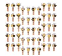 Ipetboom 50 Piezas Unidades Pinzas de Madera con Diseño de Abeja Clips Mini para Fotos y Decoración Clips Naturales para Colgar Imágenes y Manualidades con Cuerda de Yute Uso Interior y