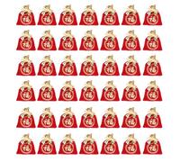 Ipetboom 50piezas Bolsa Suerte Roja Caracteres Chinos Fu Cordón Para Empaquetar Joyas Bolsas Para Regalos De Año