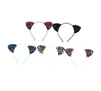 Ipetboom 5piezas Diadema De Orejas De Gato Brillantes Diseño De Leopardo Accesorio Para Fiestas Para Disfraces y Eventos Especiales