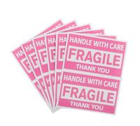 Ipetboom 6 Etiquetas de Advertencia Frágil para Envío 3 X2 Color Rosa con Adhesivo Permanente, Pegatinas Autoadhesivas para Cajas y Equipaje, Suministros de Embalaje para