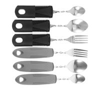 Ipetboom 6 piezas Cubiertos Adaptativos Antideslizantes Plegables de Acero Inoxidable con Mango Ergonómico para Usuarios Mayores y con Discapacidad para Temblores y Disfagia