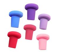 Ipetboom 6 piezas Tapones de Silicona para Botellas de Vino Hermético Compatibles Tipo de Botellas Azul Rojo Rosa Oscuro