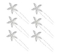 Ipetboom 6 Piezas tocados de novia Horquillas de cristal Adornos para peinados recipientes con tapas horquillas versátiles accesorios nupciales pinza para el cabello con tema de playa