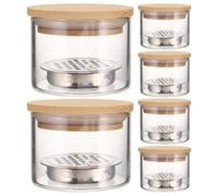 Ipetboom 6 platos de vidrio para lavar pinceles, vaso para lavar pinceles acrílicos, con tapa y malla para en capas.