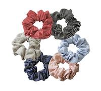 Ipetboom 6piezas Coletero De Rayas Para Mujer Elástico Pelo Gomas De Pelo Flores Para Coleta Colores Grises Azules Claros y Rosas