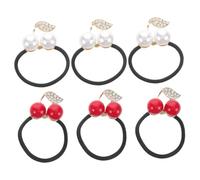 Ipetboom 6piezas Gomas Elásticas Cereza Gemas Imitación Accesorios Cabello Decorativos Mujeres