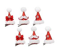 Ipetboom 6piezas Tarjetas de Navidad Pinzas Pelo de Gorro Navideño Pinzas Pelo de Lazo para Bigote y Tocado Diseño de Corazón Decoración de Fiesta para Niñas Estilo Aleatorio