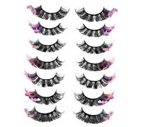 Ipetboom 7 Pares De Cosméticos Maquillaje Sellador De Pestañas Rizador De Pestañas Para Cosplay Extensiones De Pestañas Con Color Extensiones De Pestañas Postizas Extensiones De