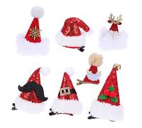 Ipetboom 7 piezas Pinzas para Cabello con Lentejuelas Brillantes Decoración Navideña con Sombrero y Festivos Accesorios Ligeros para Fiestas y Fotos Familiares