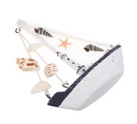 Ipetboom 8 Piezas Conjunto Decoración Náutica de Madera Modelo de con Detalles de Conchas y Faro Blanco Adorno Marítimo para Hogar Oficina Baño y Dormitorio Estilo Costero Vintage