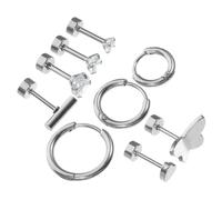 Ipetboom 9 Piezas Pendientes Tipo Botón Para Mujer De Pendientes De Aro Acero Inoxidable Diseño Simple y Elegante Para Usar El Día Día o Eventos Especiales