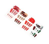 Ipetboom 96piezas Parches para Decoración de Uñas Uñas Postizas de Cobertura Completa para Mujeres Adornos Navideños para Manicura Casa Estilo Aleatorio