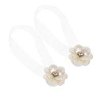 Ipetboom Abrazaderas Magnéticas para Cortinas Diseño Flor y Lazos Blancos, Cierre Magnético Fácil, 2 Unidades, Retenedores Decorativos para Sala y Dormitorio