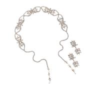 Ipetboom Accesorios Para Pendientes Diadema De Novia Elegante Joyería De Boda Brillantes Gemas De Imitación Para Mujer Banda Cabello Creativa y Aretes Colgantes Únicos Para Uso Eventos