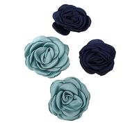 Ipetboom Adorno De Flores Para Zapatos De Tela Decorativa 6 Cm, 2 Pares, Estilo Quemada, Color Azul Marino y Azul Verde Nilo, Accesorio Para Decoración De Ropa y Calzado, Uso Diario y Fiestas