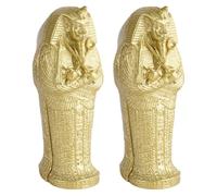 Ipetboom Adorno Momia Egipcia 2 Piezas Resina Decorativa Forma Sarcófago Diseño Antiguo Egipto para Mesa Jardín Oficina Decoración Creativa Temática Faraón Hogar
