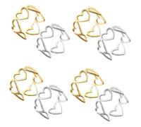 Ipetboom Anillo Abierto Amar Anillos De Corazon Anillos Sencillos Para Mujer Anillos Para Mujer Ajustables Anillo De Corazón Anillos De Cobre 2 Piezas X 4