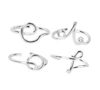 Ipetboom Anillo de Dedo para Mujer 4 Piezas Aleación Plata Diseño de Letras Love Elegante y Sencillo para Cumpleaños y Navidad