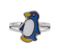 Ipetboom Anillo de Pingüino Ajustable que Cambia de Color Mujer Anillo de Ocasiones Especiales Amigas