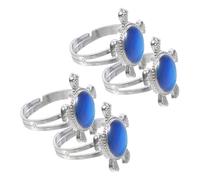 Ipetboom Anillo de Tortuga de Aleación Que Cambia de Color Temperatura para Emoción Unisex, Paquete de 4 Piezas, Diseño Creativo y Ajustable para Uso Diario