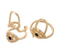 Ipetboom Anillo para Uñas Diseño de Ojo Malvado, 2 Piezas Ajustables de Kc Oro, Joyería para Puntas de Uñas, Accesorio para Manicura Mujer, Decoración y Protección Espiritual